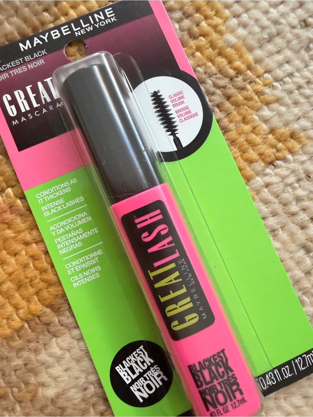 Maybelline Great Lash Mascara in Bright Pink Tube - Black + Bondi sands lip balm